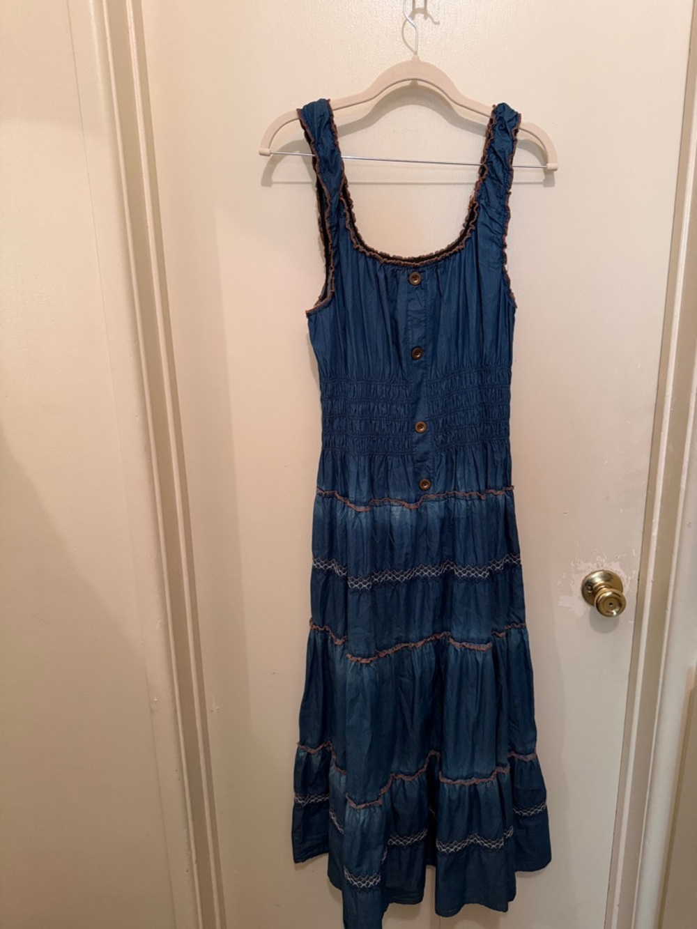 Blue Sleeveless Tiered Maxi Dress